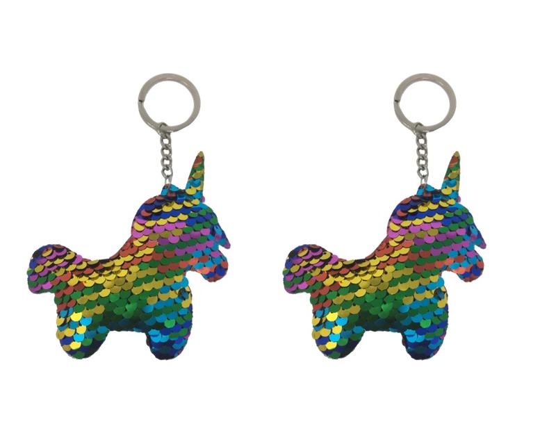 Unicorn Rainbow Flip Sequin Keychain - 2 Pack