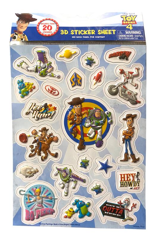 Toy Story 4 Raised Sticker Sheet in Poly Bag