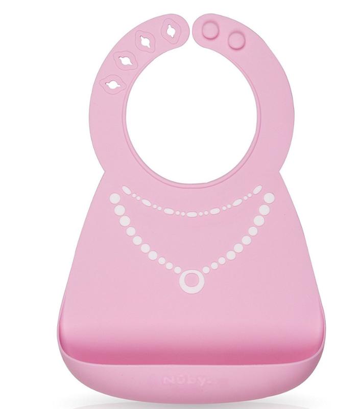 3D Silicone Baby Bib Pink Dress