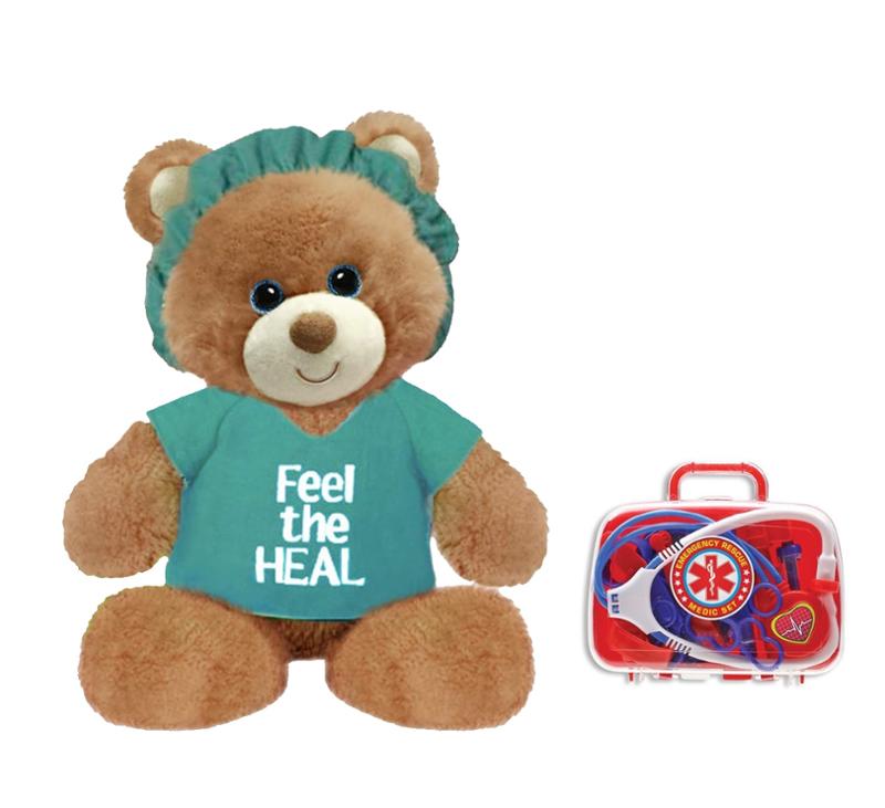 Feel the Heal Green 11 Inch Bear with Emergency Rescue Medic Kit